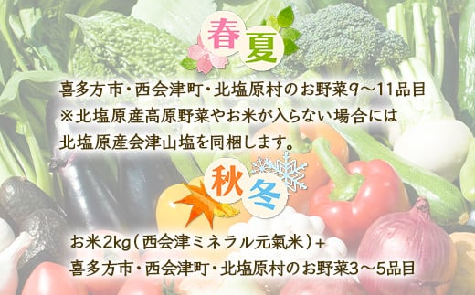 会津発　季節の野菜だより（小）定期便12回　【07208-0262】