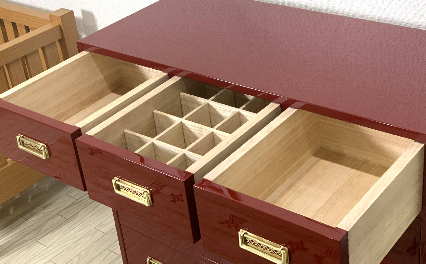 桐モダンチェスト 90巾三の三 古代朱 《創業明治2年 田中家具 謹製》 家具 伝統 暮らし インテリア 人気 ランキング おすすめ ギフト 故郷 ふるさと 納税 福島 ふくしま 二本松市 送料無料【田中家具】