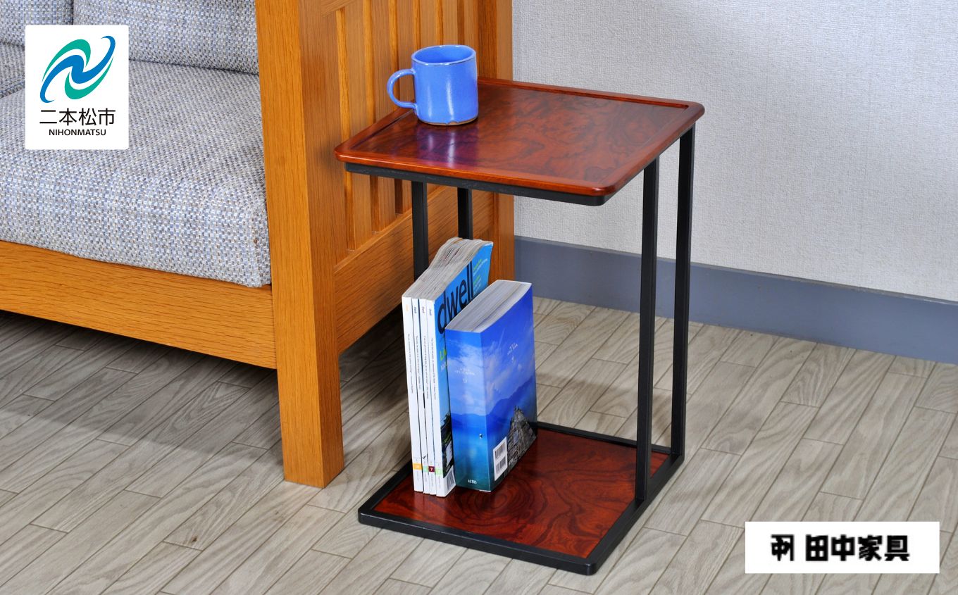 〈創業明治2 年、田中家具謹製〉けやきのサイドテーブル 2 段 #2  家具 伝統工芸 サイドテーブル テーブル 机 インテリア 暮らし 伝統 おすすめ お中元 お歳暮 ギフト 二本松市 ふくしま 福島県 送料無料【田中家具】