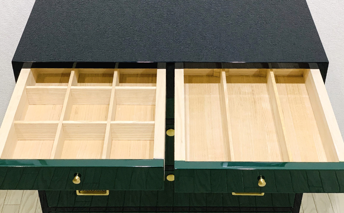 桐モダンチェスト 75巾四の二 グリーン&ブラック 家具 伝統 暮らし インテリア 人気 ランキング おすすめ ギフト 故郷 ふるさと 納税 福島 ふくしま 二本松市 送料無料【田中家具】