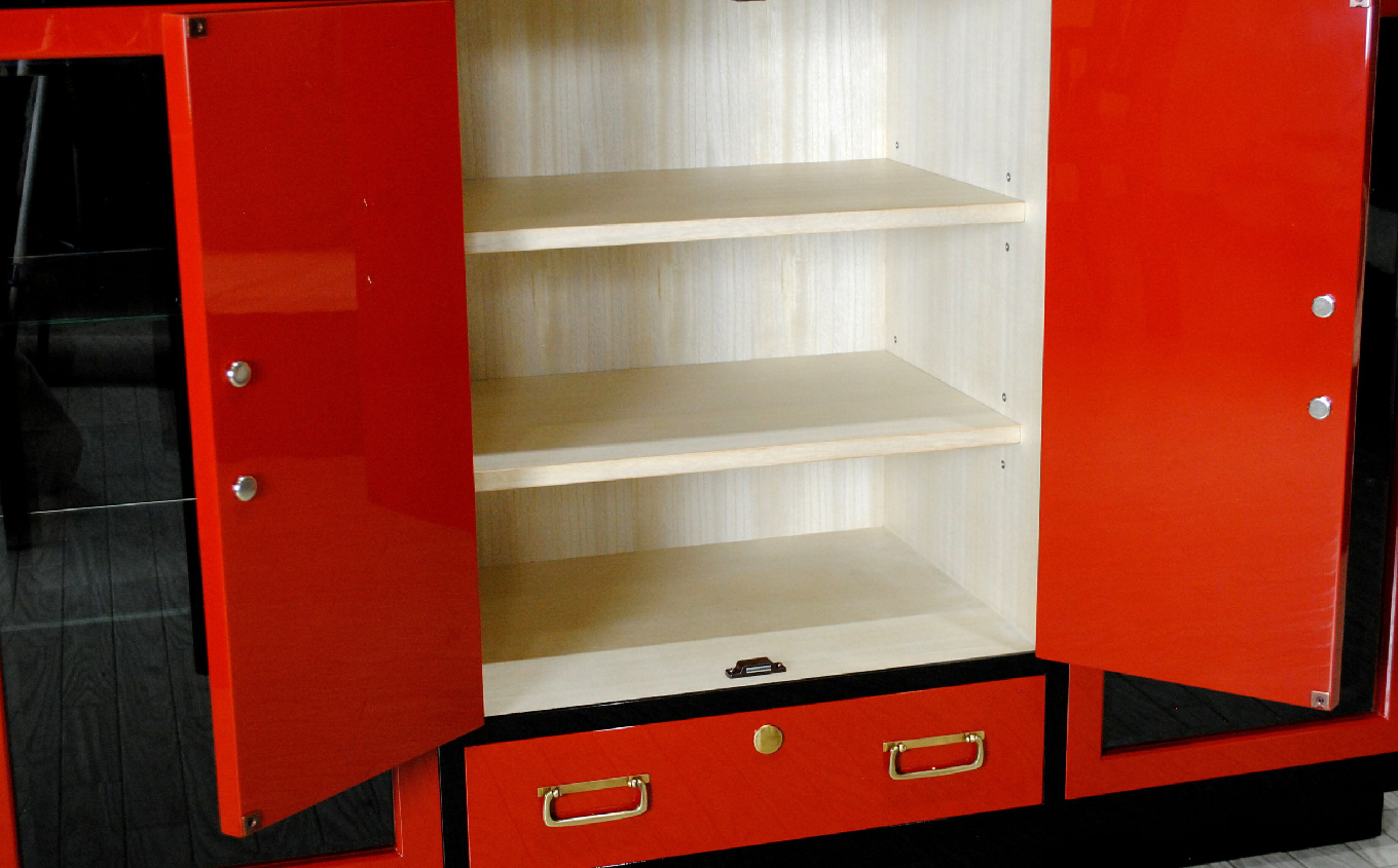 45朱塗リビングボード 朱と黒 UV漆 《創業明治2年 田中家具 謹製》 家具 伝統 暮らし インテリア 人気 ランキング おすすめ ギフト 故郷 ふるさと 納税 福島 ふくしま 二本松市 送料無料【田中家具】