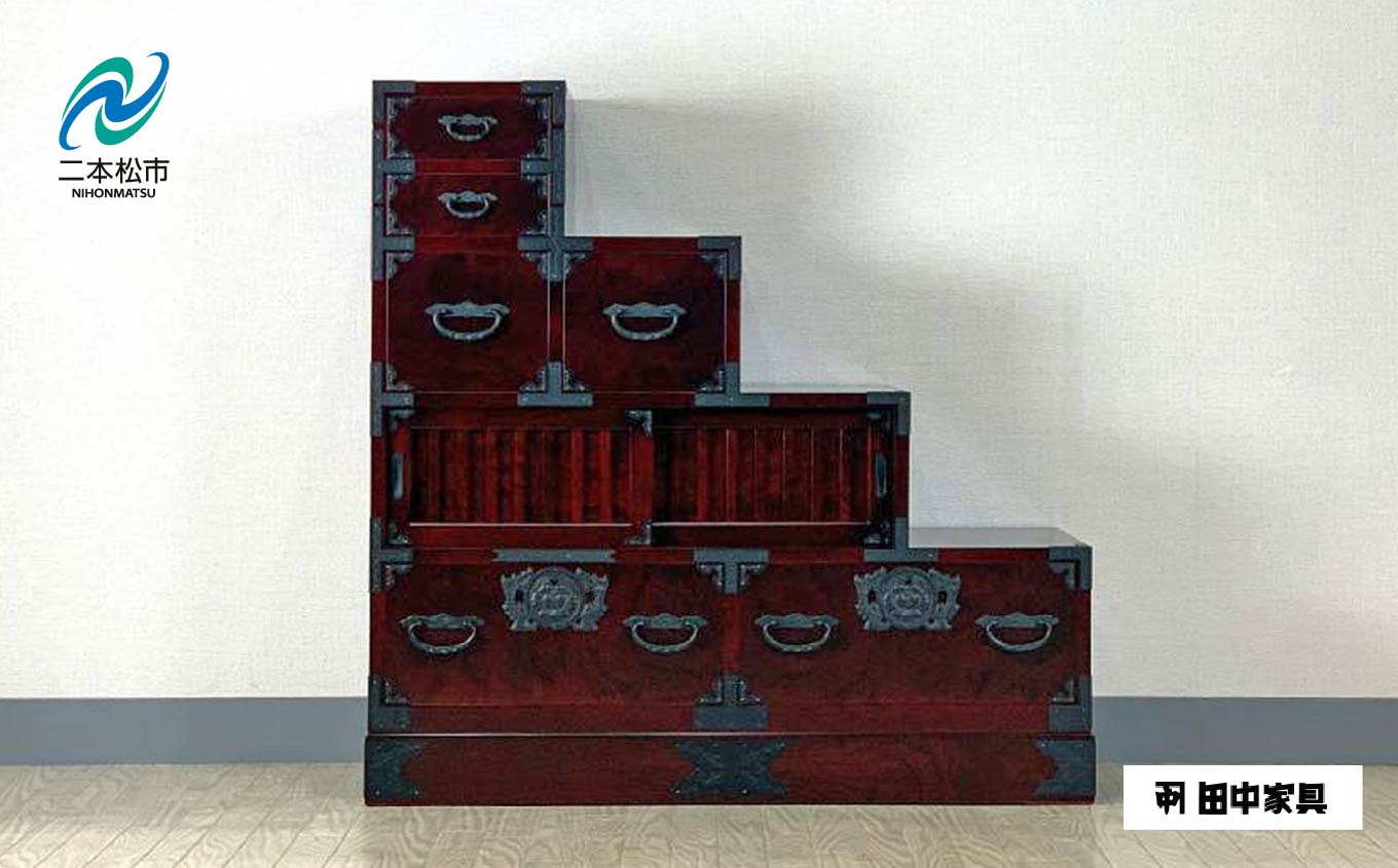 33民芸階段箪笥 左上がり 《創業明治2年 田中家具 謹製》 家具 伝統 暮らし インテリア 人気 ランキング おすすめ ギフト 故郷 ふるさと 納税 福島 ふくしま 二本松市 送料無料【田中家具】