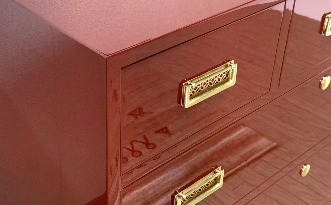 桐モダンチェスト 90巾三の三 古代朱 《創業明治2年 田中家具 謹製》 家具 伝統 暮らし インテリア 人気 ランキング おすすめ ギフト 故郷 ふるさと 納税 福島 ふくしま 二本松市 送料無料【田中家具】