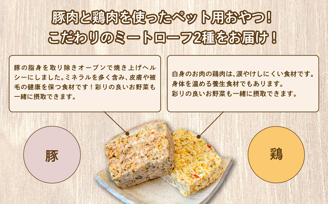 ペットのためのミートローフセット 鶏肉・豚肉 8袋セット 愛犬 ワンちゃん ペットフード 犬 ネコ 国産 おやつ ペット ドッグフード ミートローフ 手作り おすすめ お中元 お歳暮 ギフト 二本松市 ふくしま 福島県 送料無料【株式会社ハートオブワン】