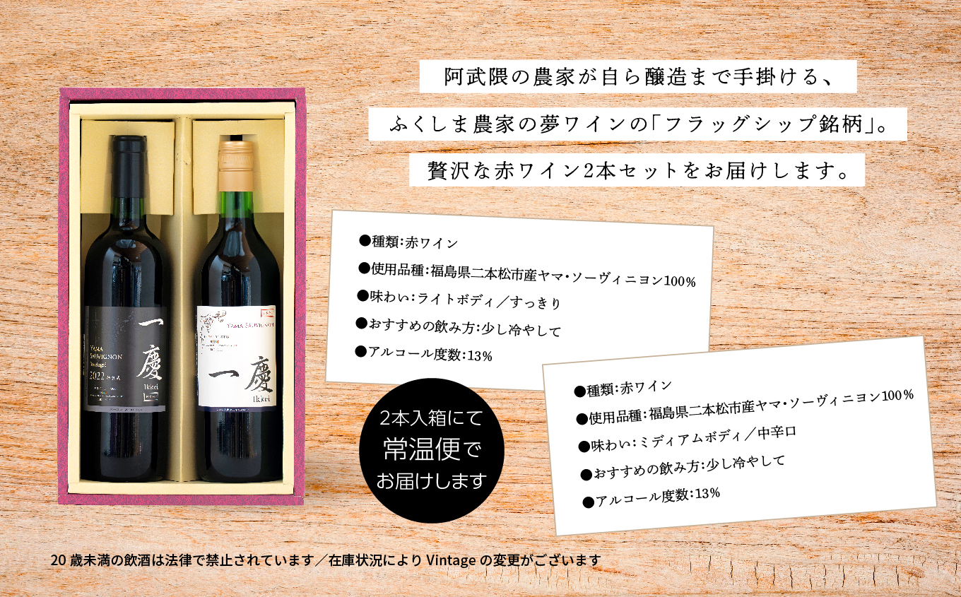 一慶 赤ワインセット ワイン 飲みやすい 赤ワイン お酒 グルメ プレゼント 人気 ランキング おすすめ ギフト 故郷 ふるさと 納税 福島 ふくしま 二本松市 送料無料【ふくしま農家の夢ワイン株式会社】