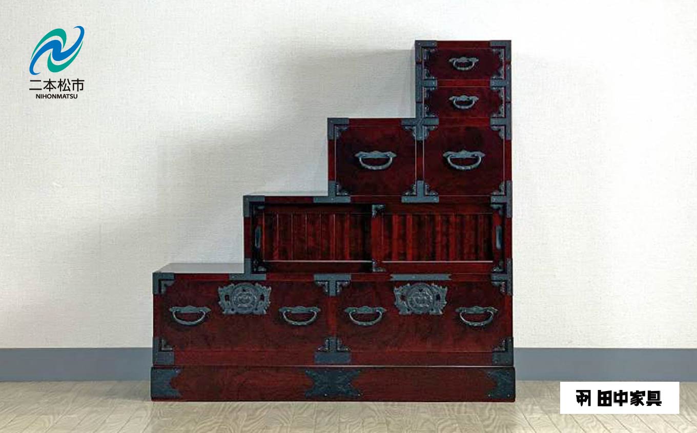 33民芸階段箪笥 右上がり 《創業明治2年 田中家具 謹製》 家具 伝統 暮らし インテリア 人気 ランキング おすすめ ギフト 故郷 ふるさと 納税 福島 ふくしま 二本松市 送料無料【田中家具】