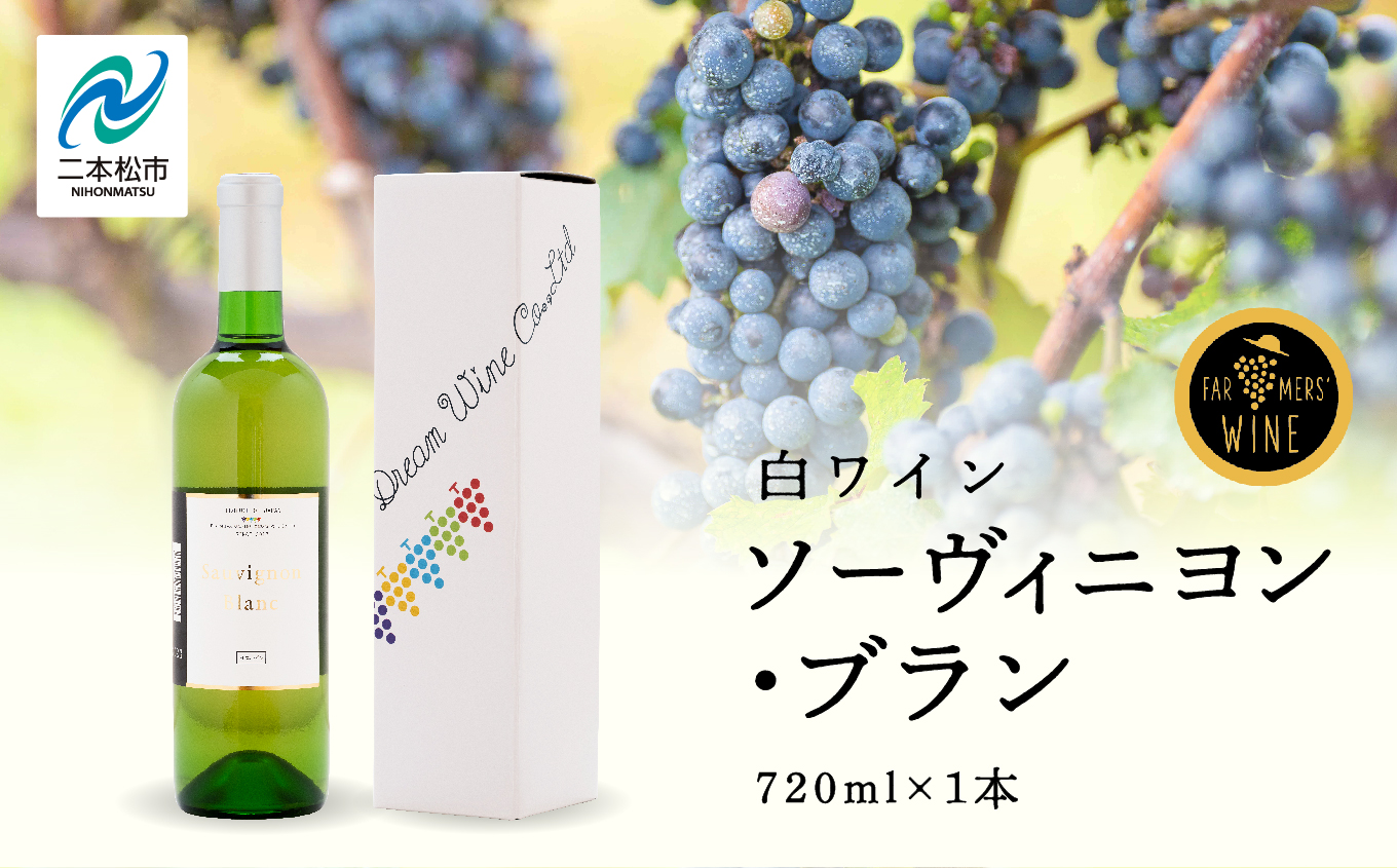 ソーヴィニヨン・ブラン（白）720ml×1本 ワイン 飲みやすい 白ワイン お酒 ご当地 ワイナリー グルメ プレゼント 人気 ランキング おすすめ お中元 お歳暮 ギフト 二本松市 ふくしま 福島県 送料無料【ふくしま農家の夢ワイン株式会社】