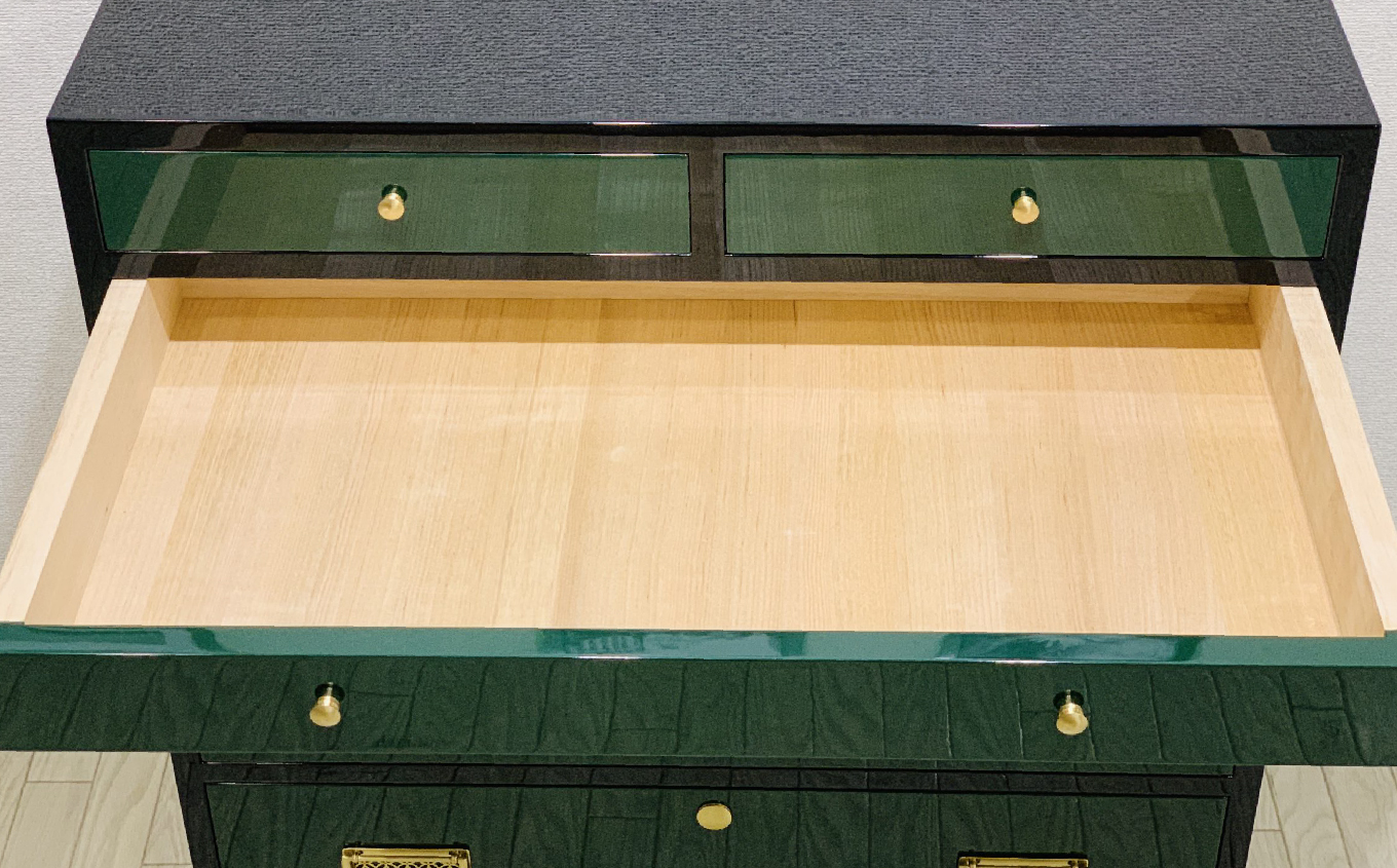 桐モダンチェスト 75巾四の二 グリーン&ブラック 家具 伝統 暮らし インテリア 人気 ランキング おすすめ ギフト 故郷 ふるさと 納税 福島 ふくしま 二本松市 送料無料【田中家具】