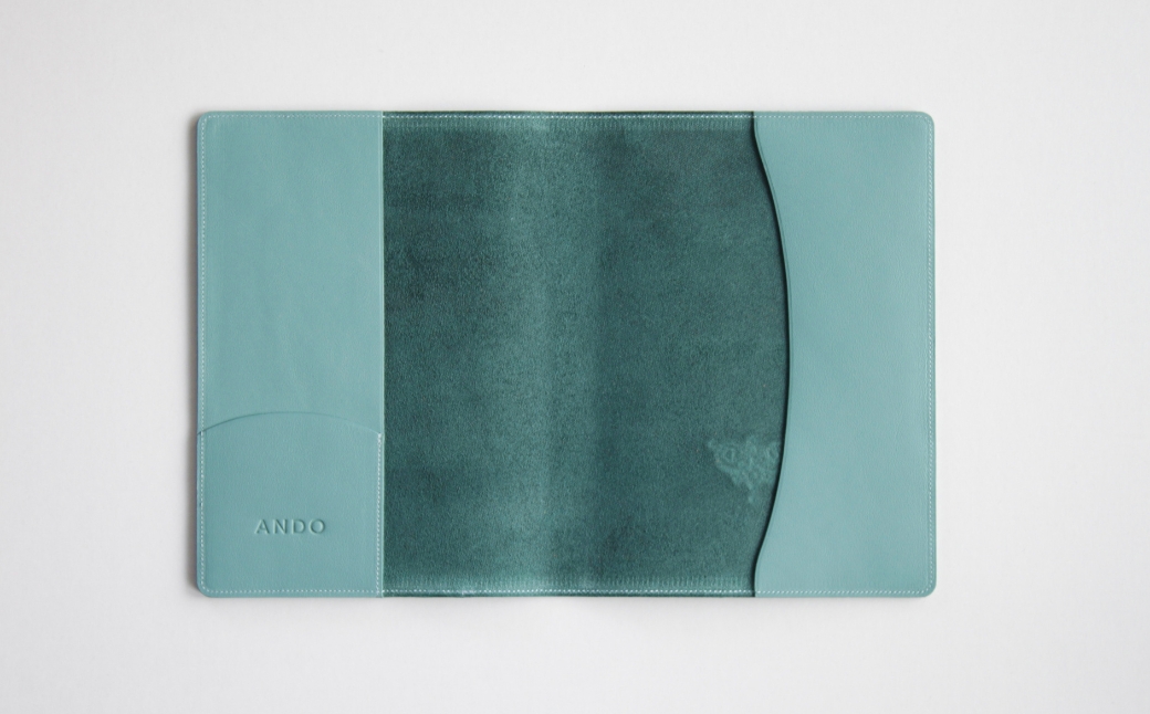 高級フレンチレザー ブックカバー ライトブルー ナッパレザー【161109-001-03】