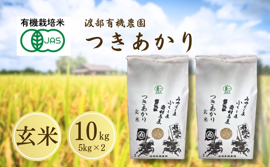JAS有機米 つきあかり 玄米 10kg 令和7年産 | JAS 有機米 コメ 米 こめ ブランド米 銘柄 福島 福島県産 渡部有機農園