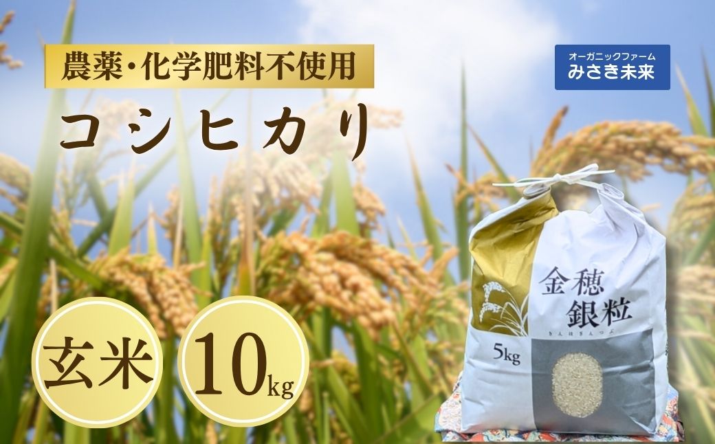 令和7年産 新米 コシヒカリ 玄米 10kg  | 無農薬 農薬不使用 化学肥料不使用 玄米 お米 米 こめ コメ 福島産 福島県産 南相馬 みさき未来【121237-004-04】