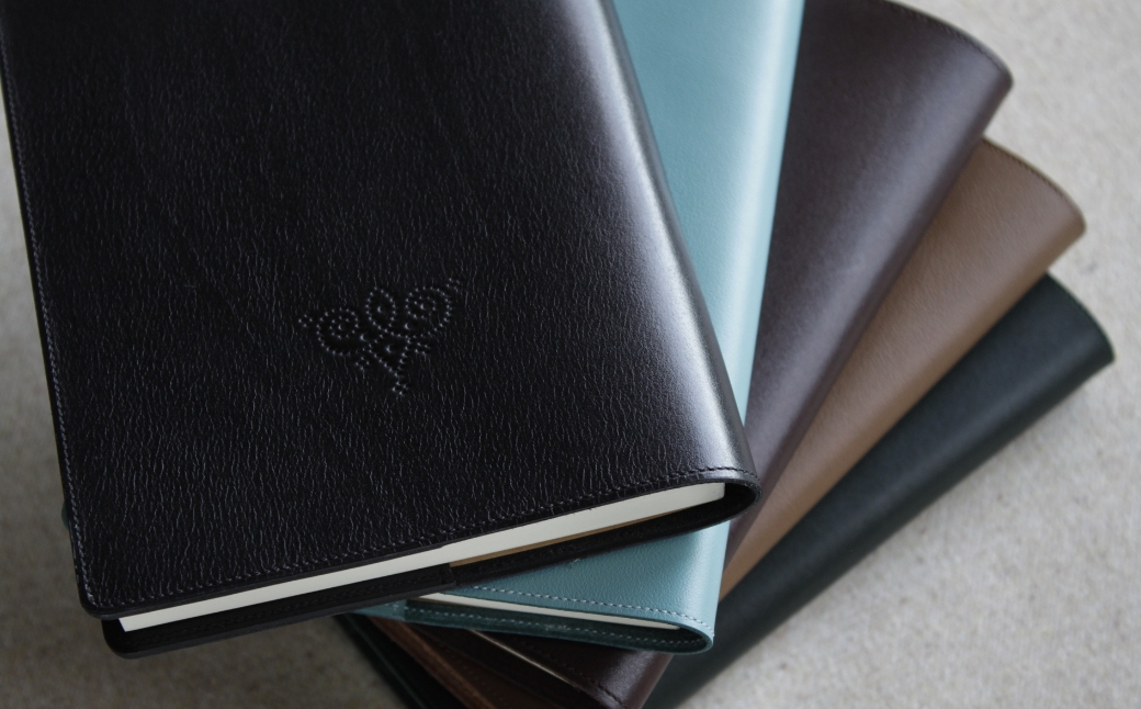 高級フレンチレザー ブックカバー ライトブルー ナッパレザー【161109-001-03】