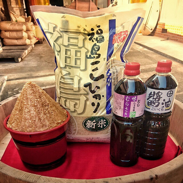 南相馬・若松味噌醤油店の米味噌醤油セット【03003】