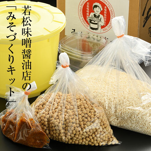 みそづくりキット (出来上がり量 約４kg) 説明書・保存用の樽・お裾分け用のパック付き | 味噌作り キット セット 手作り 手造り 手づくり 味噌 みそ 子供 家庭 体験 福島 南相馬 若松味噌醤油店【53843-002】