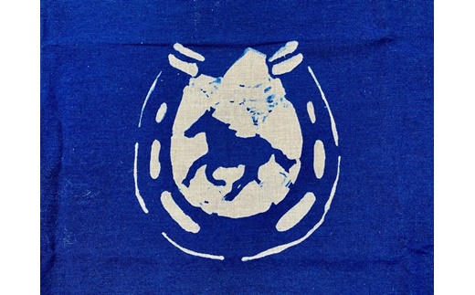 福島県南相馬市　藍染めの手ぬぐい（あの日を色に残して）蹄鉄と馬【20004】