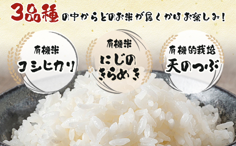 【定期便】3品種からどれが届くかはお楽しみ! 5kg × 6回 （有機米/コシヒカリ・にじのきらめき、有機的栽培天のつぶ） みさき未来 令和6年度 30キロ 新米 JAS認証 白米 精米 米 コメ 南相馬 福島 福島県産 お取り寄せ 炊き立て ツヤ 旨み 送料無料 ふるさと納税 オンライン申請【70010】