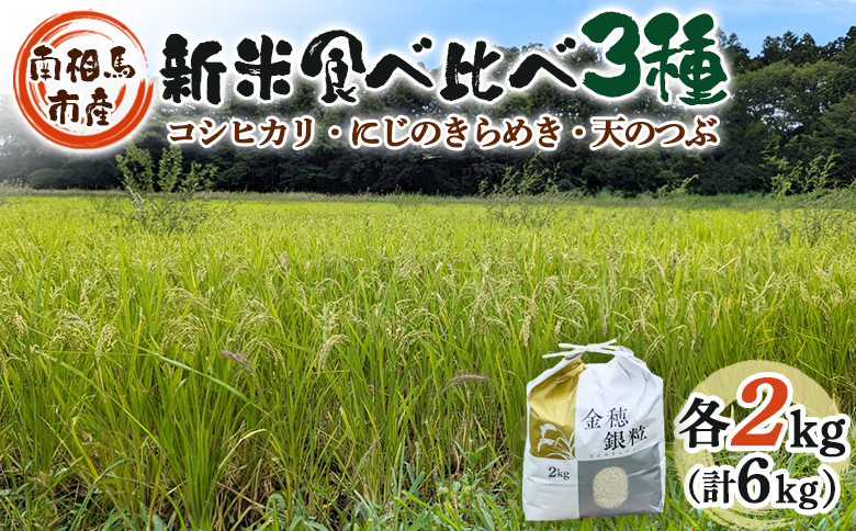 新米食べ比べ3種（有機米コシヒカリ・有機米にじのきらめき・有機的栽培天のつぶ）各2kg みさき未来 令和6年度 6キロ 新米 JAS認証 白米 精米 米 コメ ごはん ブランド米 南相馬 福島 炊き立て 送料無料 ふるさと納税 オンライン申請【70012】