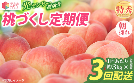 桃づくし定期便3品種【2026年産・献上桃の郷桑折町産もも3kg×3回】　【07301-0220】