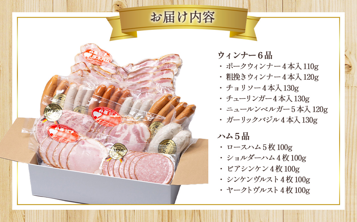 【11品】ロイヤルピーチポーク加工品セット（ウィンナー・ハム） No.134