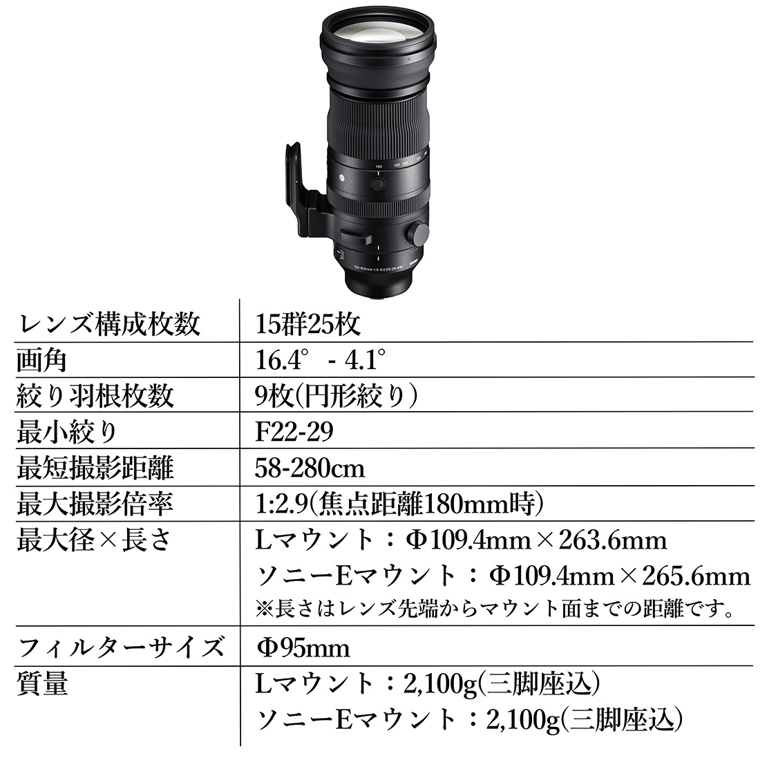 SIGMA 150-600mm F5-6.3 DG DN OS | Sports縲舌た繝九シE繝槭え繝ウ繝医 繧ォ繝。繝ゥ 繝ャ繝ウ繧コ 螳カ髮サ