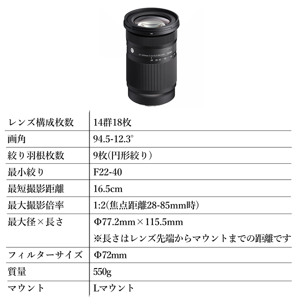 SIGMA 20-200mm F3.5-6.3 DG | Contemporary縲伸繝槭え繝ウ繝医