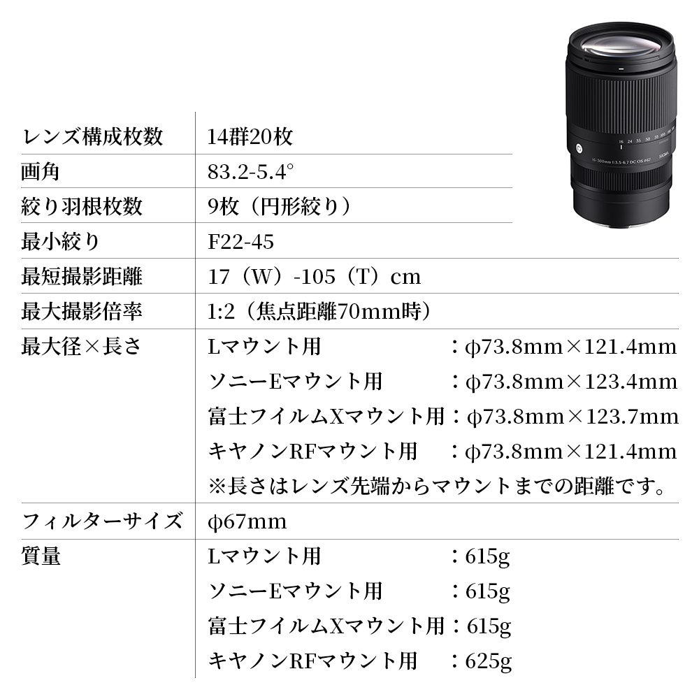 SIGMA 16-300mm F3.5-6.7 DC OS | Contemporary【富士フイルムXマウント】