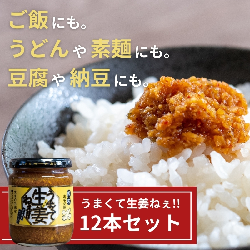 うまくて生姜ねぇ!!12本セット 【しょうが 国産 醤油漬け ごはんのお供 お弁当 調味料 おつまみ 肴 薬味 隠し味 猪苗代町 福島県】