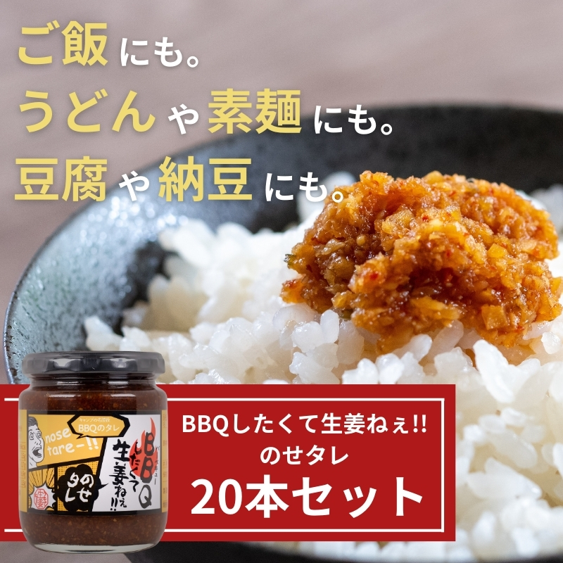 BBQしたくて生姜ねぇ!!のせタレ20本セット 【しょうが 国産 醤油漬け バーベキュー 焼肉 たれ ごはんのお供 お弁当 調味料 おつまみ 肴 薬味 隠し味 猪苗代町 福島県】