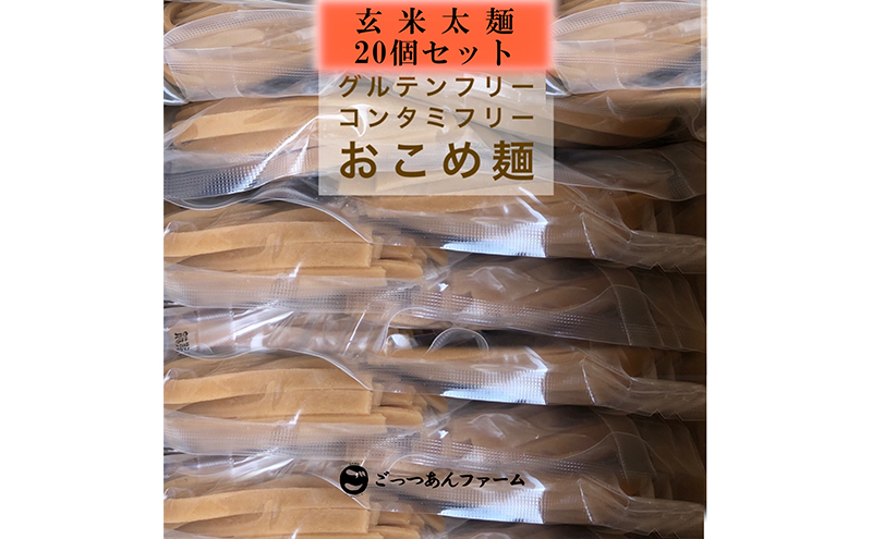 どすこい麺（グルテンフリーなお米めん）玄米平太麺20個セット