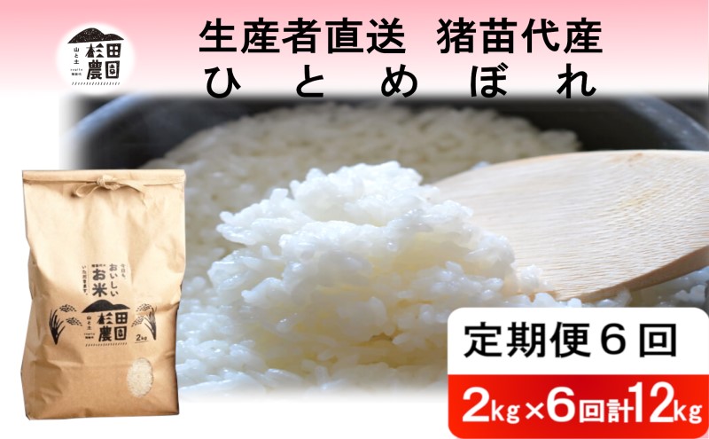 定期便 6回 米 令和6年度産 ひとめぼれ 12kg(2kg×6回) 白米 精米 生産者直送 直送