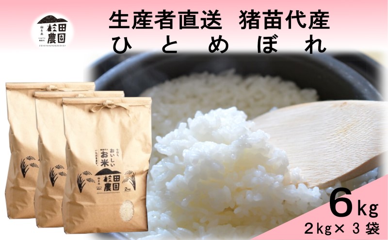 米 令和6年度産 新米 ひとめぼれ 6kg(2kg×3袋) 白米 精米 生産者直送 直送