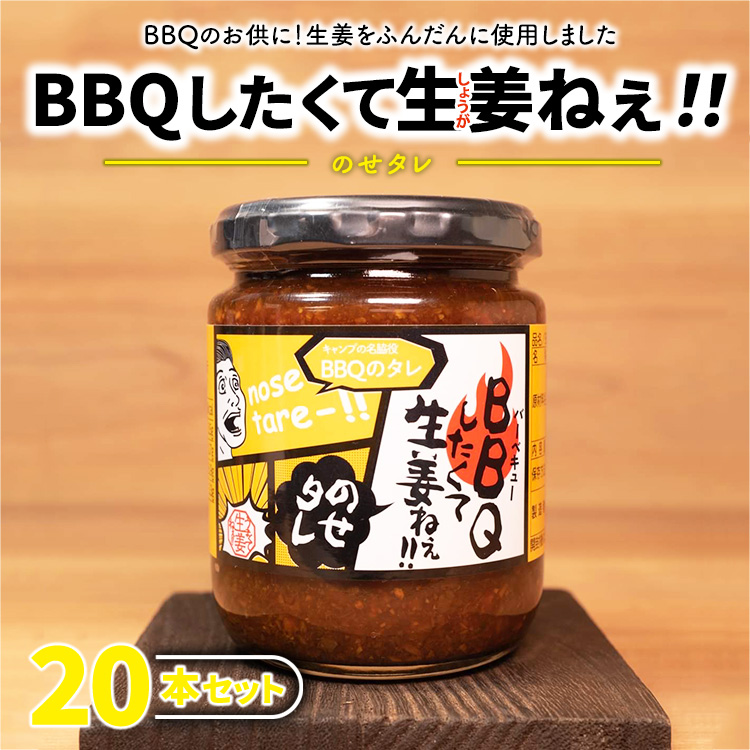 BBQしたくて生姜ねぇ!!のせタレ20本セット 【しょうが 国産 醤油漬け バーベキュー 焼肉 たれ ごはんのお供 お弁当 調味料 おつまみ 肴 薬味 隠し味 猪苗代町 福島県】