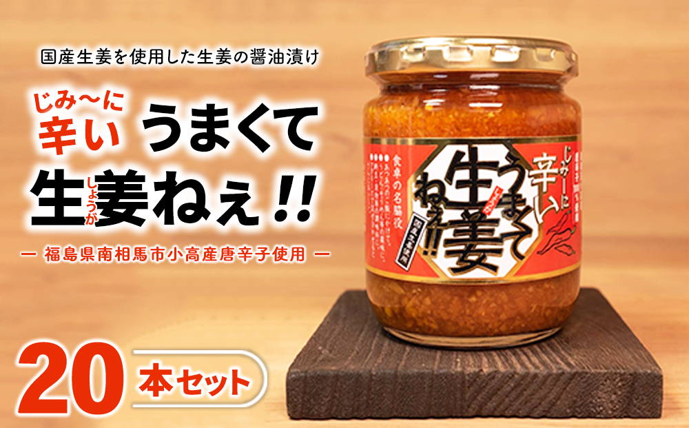 じみーに辛いうまくて生姜ねぇ!!20本セット 【しょうが 国産 醤油漬け 唐辛子 ごはんのお供 お弁当 調味料 おつまみ 肴 薬味 隠し味 猪苗代町 福島県】