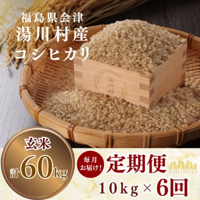 【発送月固定定期便】湯川村産コシヒカリ 玄米10kg(R8.12月・R9.1月-5月)全6回【4091513】