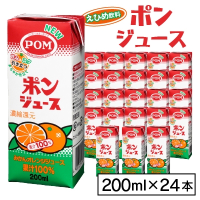 えひめ飲料　ポンジュース　200ml×24本【配送不可地域：離島・沖縄県】【1394422】