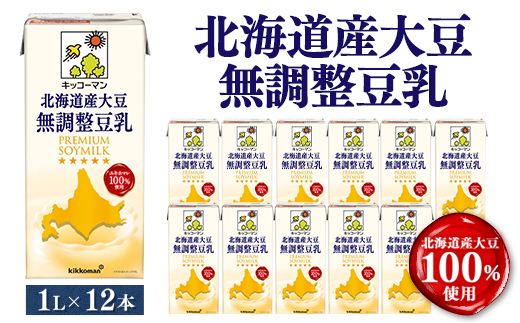 キッコーマンソイフーズ　北海道産大豆 無調整豆乳 1L×12本【配送不可地域：離島・沖縄県】【1389467】