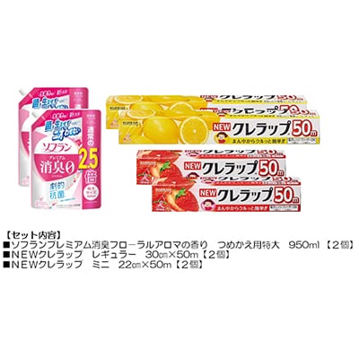 日用品生活応援セット(ライオン柔軟剤2本・クレラップ4本)【配送不可地域：離島・沖縄県】【1695251】