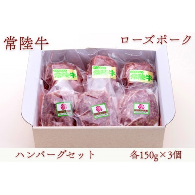 常陸牛・ローズポークハンバーグセット【配送不可地域：離島・沖縄県】【1458546】