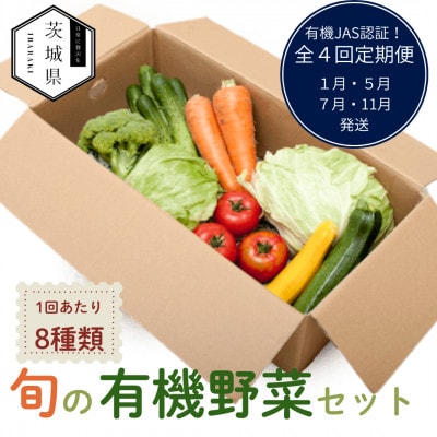 【発送月固定定期便】茨城県産 有機JAS認証 旬の有機栽培野菜セット 8種類 詰合せセット全4回【配送不可地域：離島・沖縄県】【4076786】