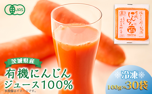 ベルファームの有機にんじんジュース 茨城県産にんじん100%  100g×30【離島・沖縄配送不可】【配送不可地域：離島・沖縄県】【1443684】