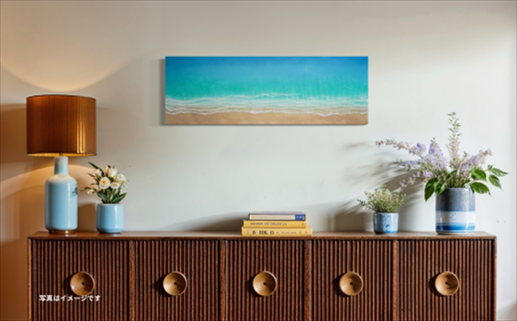 【日立市】波レジンアートパネル（特注サイズ40×120ｃｍ）Green wave【 茨城県 日立市 】