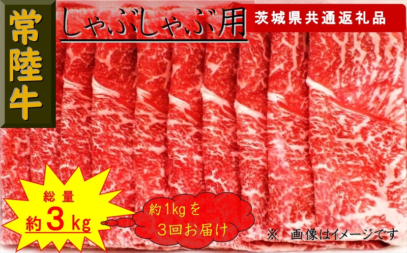 【3か月定期便】【常陸牛】しゃぶしゃぶ用肉 約1kg【定期便】計3回 総量約3kg（茨城県共通返礼品）【 常陸牛 茨城県 日立市 】