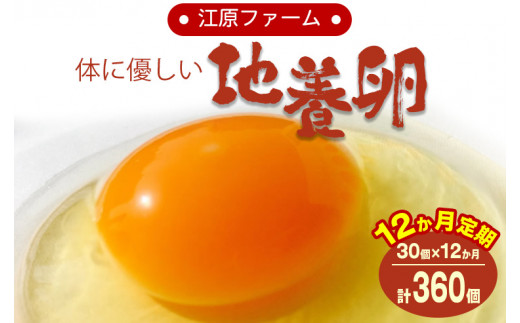 【定期便12か月】江原ファーム　体に優しい地養卵（30個） | 卵 定期便 30個 玉子 たまご タマゴ 生卵 鶏卵 生みたて 産みたて 地養卵 新鮮 濃厚 健康 TKG たまごかけごはん ご飯のお供 国産 ギフト 贈答 贈り物 お中元 お歳暮 プレゼント 茨城県 古河市 直送 農家直送 産地直送 _AG15