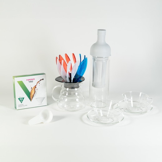 HARIO SUIRENトリコロールドリッパーセット(ペールグレー）｜ハリオ はりお 耐熱 ガラス 日用品 キッチン用品 日本製 おしゃれ かわいい コーヒー ドリップ ドリッパー ハンドドリップ セット ※離島への配送不可_DL32