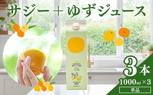 サジージュース+ゆず 1000ml×3本セット | サジー シーベリー 沙棘 グアマラル 健康ドリンク 健康 美容 栄養 果汁 鉄分補給 栄養補給 健康食品 ギフト 贈答 プレゼント ご褒美 お祝 記念品 _DX08