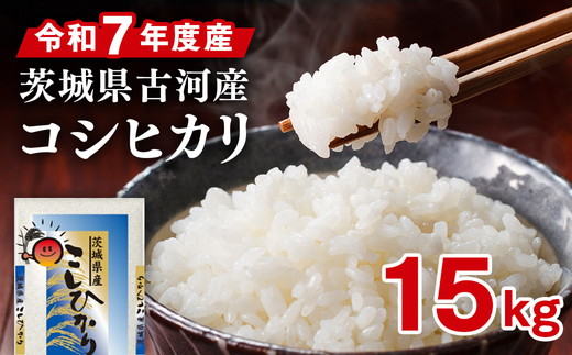 令和7年産 古河市産コシヒカリ 15kg（5kg×3袋）| 米 こめ コメ 15キロ 精米 こしひかり 単一米 国産 古河市産 茨城県産 贈答 贈り物 プレゼント 茨城県 古河市 直送 農家直送 産地直送 着日指定可 お祝 ご褒美 取り寄せ お取り寄せ 記念品 景品 ※2025年9月上旬頃より順次発送予定 _DP21