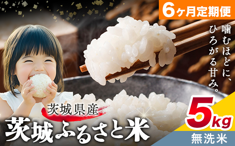 米 茨城 ふるさと米 無洗米 5kg 5kg×1袋 6回お届け 定期便《申込月の翌月から出荷開始》茨城県 結城市 米 国産 お米 おこめ お弁当 おにぎり