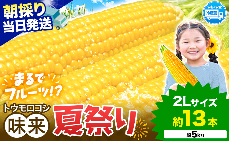 新登場★ トウモロコシ 味来 【収穫後当日出荷！】 夏祭り 約5kg 13本前後《6月中旬-7月中旬頃出荷予定》 茨城県 結城市 野菜 甘味が強い 柔らかい ジューシー フルーティー 夏野菜 コーン【配送不可地域あり】(北海道・沖縄・離島)