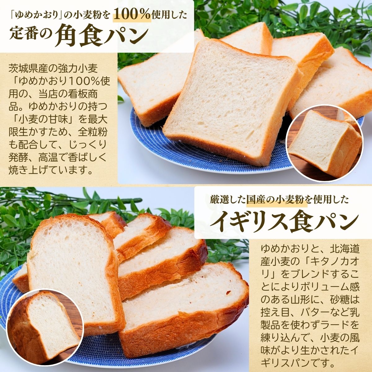 【定期便 3回】国産小麦粉を使用したこだわりの食パン 食べ比べ4種セット | 食パン 全粒粉パン 全粒粉30% 国産小麦100% 全粒粉 小麦 国産小麦 玄米 玄米パン 国産 国内産 ゆめかおり 個包装 小分け 冷凍パン 冷凍 パンセット パン詰合せ パン ブレッド セット 詰め合わせ 100％ 30% 茨城県産 茨城県 龍ケ崎市