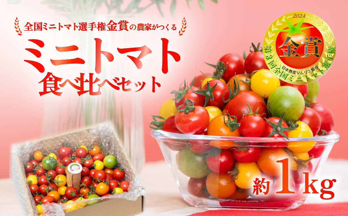 ミニトマト 食べ比べセット 1kg ミニトマト選手権「金賞」農家がつくる【 10種以上 国産 旬 フルーツトマト 高糖度 カラフル 10000円以下 】